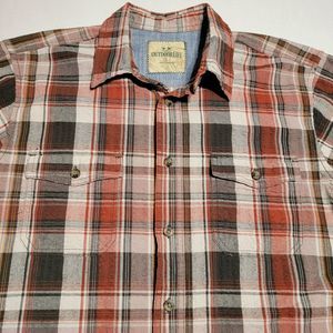 Outdoor Life Textured Full Button SS Burgundy & Grey Plaid Shirt - Size Large